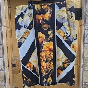 Eloquii Yellow and Black Asymmetrical Pencil Skirt